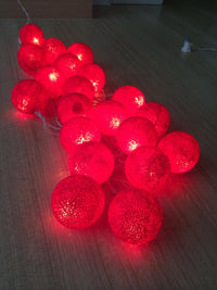 Thumbnail for 1 Set of 20 LED Red 5cm Cotton Ball Battery Powered String Lights Christmas Gift Home Wedding Party Bedroom Decoration Outdoor Indoor Table Centrepiece