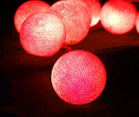 Thumbnail for 1 Set of 20 LED Red 5cm Cotton Ball Battery Powered String Lights Christmas Gift Home Wedding Party Bedroom Decoration Outdoor Indoor Table Centrepiece