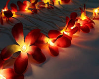 Thumbnail for 1 Set of 20 LED Deep Red Frangipani Flower Battery String Lights Christmas Gift Home Wedding Party Decoration Outdoor Table Garland Wreath