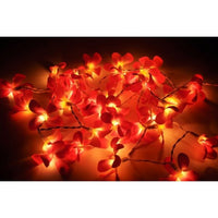 Thumbnail for 1 Set of 20 LED Deep Red Frangipani Flower Battery String Lights Christmas Gift Home Wedding Party Decoration Outdoor Table Garland Wreath