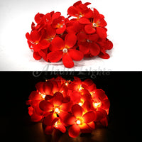 Thumbnail for 1 Set of 20 LED Deep Red Frangipani Flower Battery String Lights Christmas Gift Home Wedding Party Decoration Outdoor Table Garland Wreath