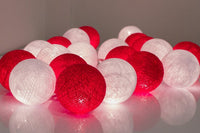 Thumbnail for 1 Set of 20 LED Red White 5cm Cotton Ball Battery String Lights Christmas Gift Home Wedding Party Bedroom Decoration Outdoor Indoor Table Centrepiece