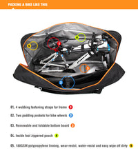 Thumbnail for SPORTACE Bike Plane Bag Portable Soft Shell Travel Case Mountain Hybrid BMX Road Bike - 120CM X 75CM BK11- Black