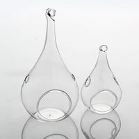 Thumbnail for 10 Pack of Hanging Clear Glass Tealight Candle Holder Tear Drop Pear Shape - 12cm High - Terrarium Plant Mini Garden Holder Decor