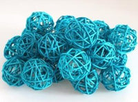 Thumbnail for 1 Set of 20 LED Turquoise 5cm Rattan Cane Ball Battery Powered String Lights Christmas Gift Home Wedding Party Bedroom Decoration Table Centrepiece