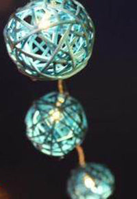 Thumbnail for 1 Set of 20 LED Turquoise 5cm Rattan Cane Ball Battery Powered String Lights Christmas Gift Home Wedding Party Bedroom Decoration Table Centrepiece