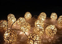 Thumbnail for 1 Set of 20 LED Cream White 5cm Rattan Cane Ball Battery Powered String Lights Christmas Gift Home Wedding Party Bedroom Decoration Table Centrepiece