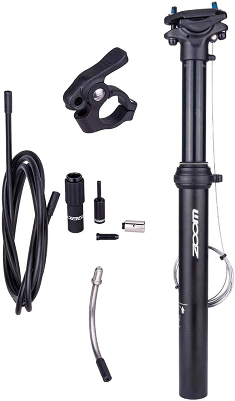 ZOOM SPD-801 Dropper Seatpost Adjustable Height via Thumb Remote Lever - External Cable 31.6 Diameter 100mm Travel