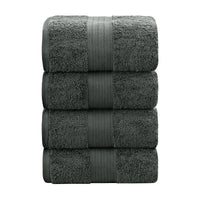 Thumbnail for Linenland 4 Piece Cotton Bath Towels Set - Charcoal