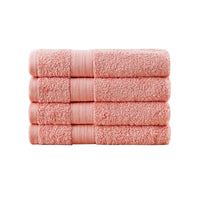 Thumbnail for Linenland Bath Towel 4 Piece Cotton Hand Towels Set - Coral