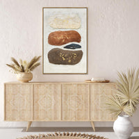 Thumbnail for 60X90cm Pebble Mosaic Dark Wood Framed Hand Painted Canvas Wall Art