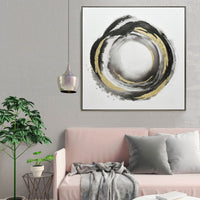 Thumbnail for 100X100cm Orbiting Elegance Champagne Framed Canvas Wall Art