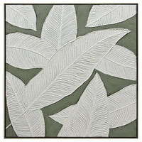 Thumbnail for 100X100cm Emerald Oasis: Leaves of Serenity Champagne Framed Hand Painted Canvas Wall Art
