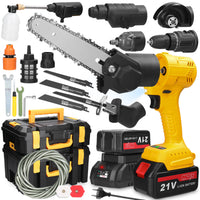 Thumbnail for 7in1 Multi-function Rechargeable Li-ion Electric Machine Set Electric Hammer Drill Chainsaw Conversion Tool Set Power Tool Kit