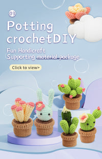 Thumbnail for Beginners Crochet Kit, DIY 6PC Cactus Kit, Complete Knitting Kit with Video
