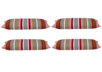 Thumbnail for Pack of 4 Corban Rose Pink Based Striped Cushion Cover Multicoloured Rectangle 35x70cm