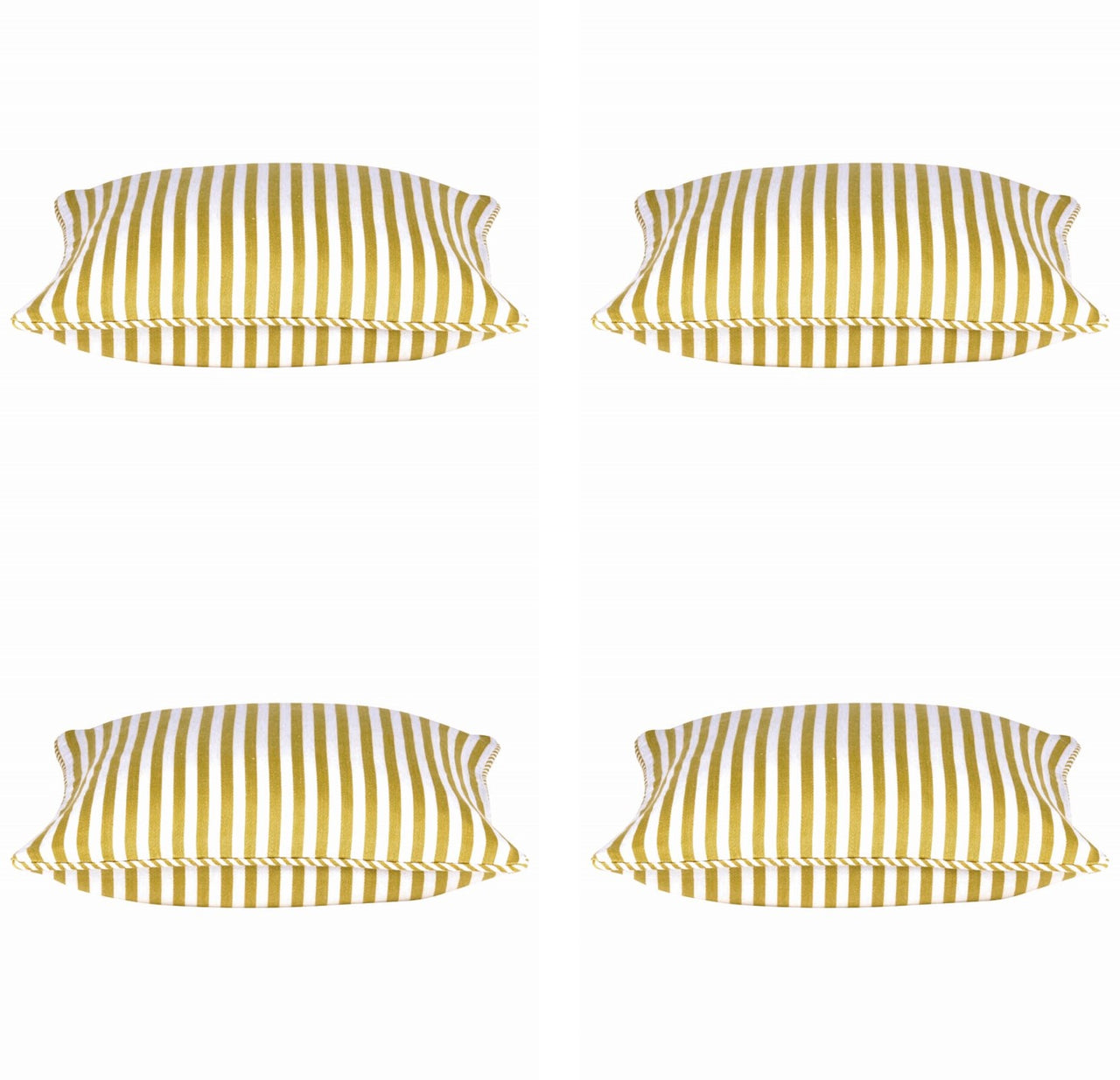 Pack of 4 Dandi Mustard Yellow & White Striped Square Cushion Covers 40x40cm