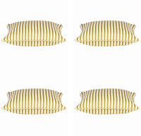 Thumbnail for Pack of 4 Dandi Mustard Yellow & White Striped Square Cushion Covers 40x40cm