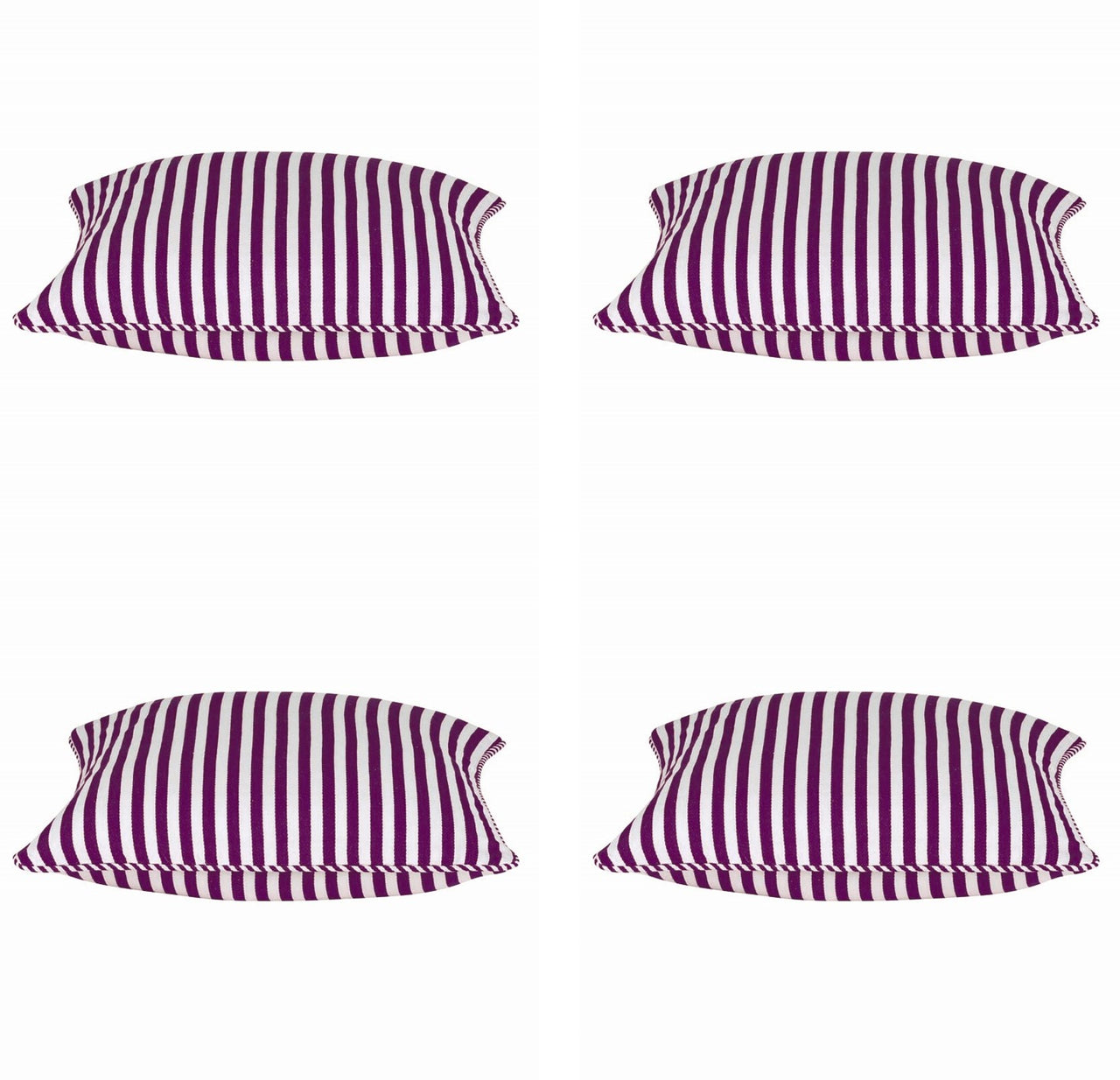 Pack of 4 Dandi Fuchsia Plum Purple & White Striped Square Cushion Covers 40x40cm