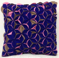 Thumbnail for Amelie Royal Blue & Pink Felt Petals Cushion Cover