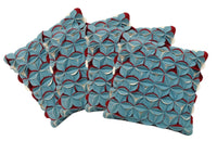 Thumbnail for Pack of 4 Covers Amelie Aqua Blue & Red 3D Texture Cushion Covers