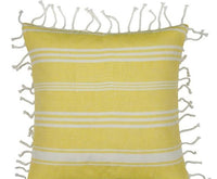 Thumbnail for Fresh Yellow & White Striped Cushion Cover with knotted edging