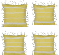 Thumbnail for Pack of 4 Fresh Yellow & White Striped Cushion Cover with knotted edging