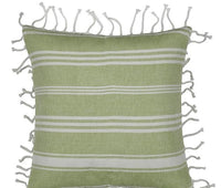 Thumbnail for Fresh Green & White Striped Cushion Cover with white knotted edging