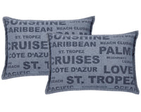 Thumbnail for Pack of 2 Denim Sunshine Wording Cushion Cover Cruises, Caribbean, Love etc