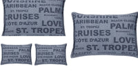 Thumbnail for Pack of 4 Denim Sunshine Wording Cushion Cover Cruises, Caribbean, Love etc