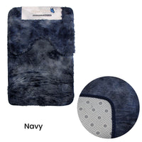 Thumbnail for 2 Pce 2-Toned Extra Light Weighted Shaggy Fluffy Bath Mat Set Navy