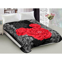 Thumbnail for 800GSM Luxury Reversible Mink Blanket Red Floral Queen 200 x 240 cm