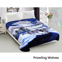 Thumbnail for 800GSM Luxury Reversible Animal Mink Blanket Queen 200 x 240 cm Prowling Wolves