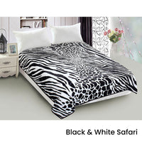 Thumbnail for 800GSM Luxury Reversible Animal Mink Blanket Queen 200 x 240 cm White Black Safari