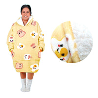 Thumbnail for Adult Women Comfy Warm Blanket Hoodie with Sherpa Fleece Reverse Yellow Brekkie Time