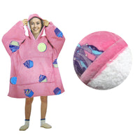 Thumbnail for Blanket Hoodie with Sherpa Reverse Pink Cupcakes