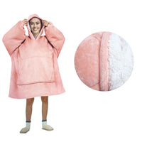 Thumbnail for Blanket Hoodie with Sherpa Reverse Plain Coral