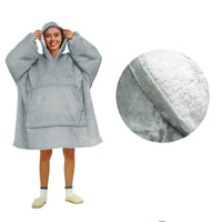 Thumbnail for Blanket Hoodie with Sherpa Reverse Plain Silver