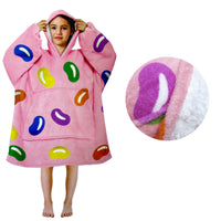 Thumbnail for Girls Comfy Warm Blanket Hoodie with Sherpa Fleece Reverse Jelly Beans