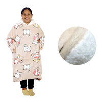 Thumbnail for Girls Comfy Warm Blanket Hoodie with Sherpa Fleece Reverse Kawaii Cat
