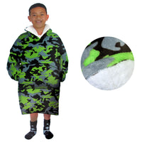 Thumbnail for Blanket Hoodie with Sherpa Reverse Green Camouflage