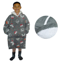 Thumbnail for Blanket Hoodie with Sherpa Reverse Grey Gamers