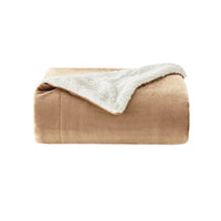 Thumbnail for 400GSM Micro Mink Blanket Throw with Sherpa Reverse 180x200 cm Latte