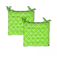 Thumbnail for Set of 2 Cotton Chair Pads Moroccan Lime with Ties 40 x 40 cm