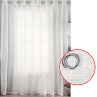 Thumbnail for Pair of White Checkered Eyelet Sheer Curtains 140 x 225cm