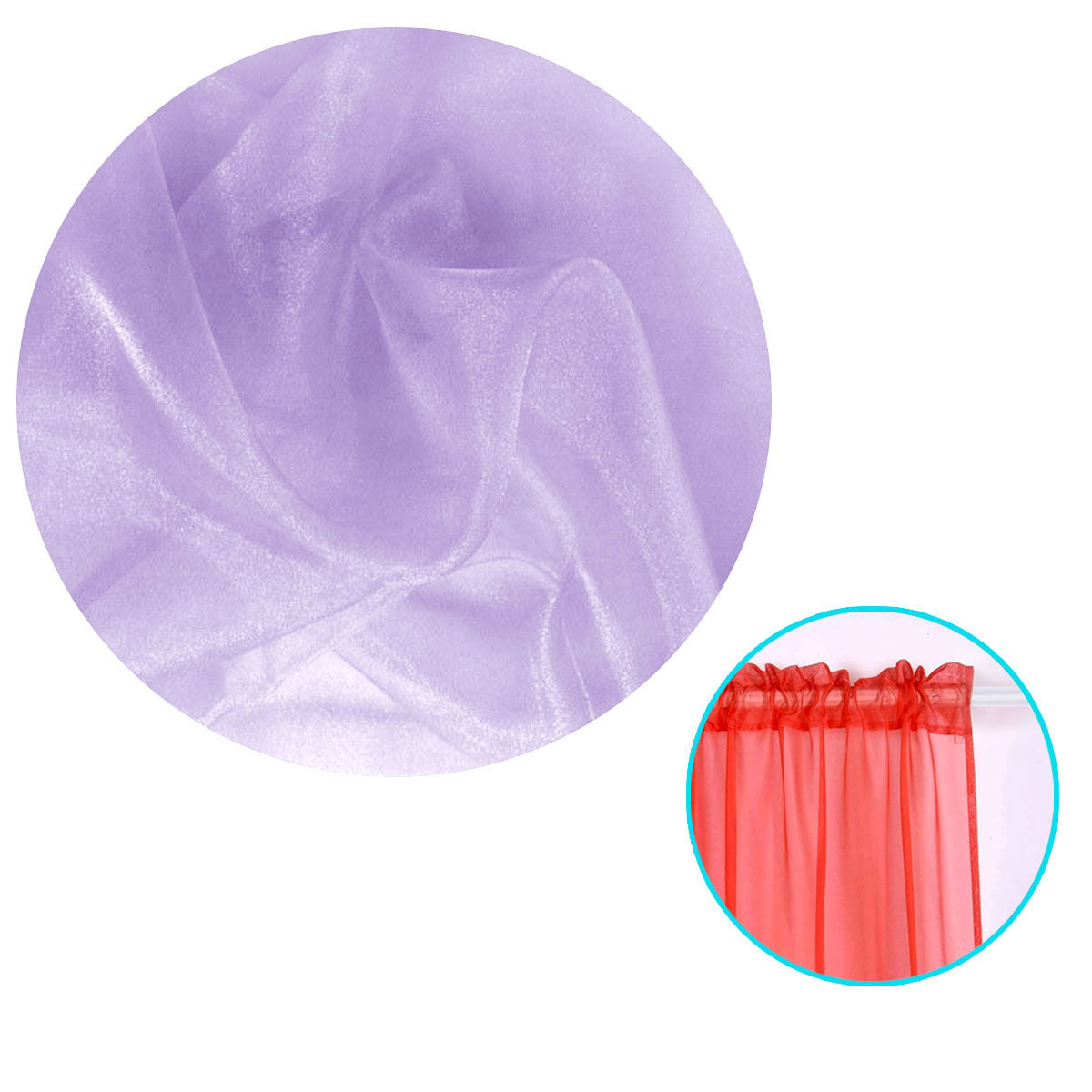 Pair of Organza Sheer Rod Pocket Curtains Lilac