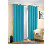 Thumbnail for Pair of Blockout Plain Eyelet Curtains Blue