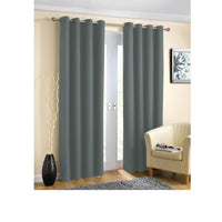 Thumbnail for Pair of Blockout Plain Eyelet Curtains Grey