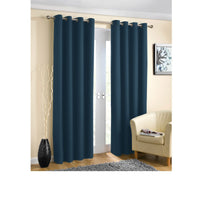 Thumbnail for Pair of Blockout Plain Eyelet Curtains Navy