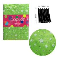 Thumbnail for Pair of Organza Sequined Tab Top Curtains Sparkle Star Lime Green 140 x 213 cm